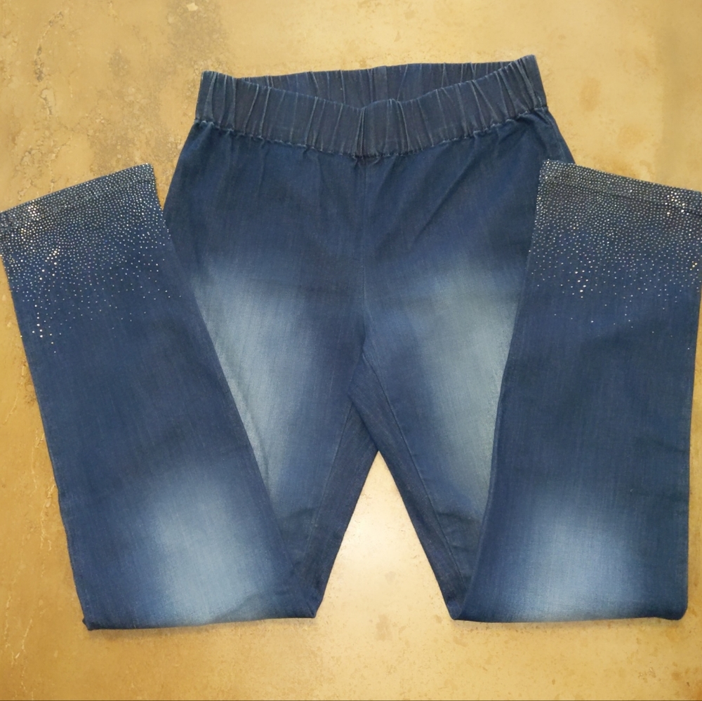 Soft Surroundings pull on jeans with sparkle ankles size S